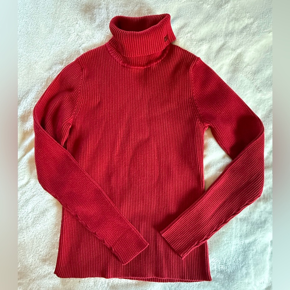Lauren Ralph Lauren Rich Red Turtleneck Sweater SMALL Ribbed